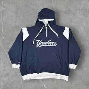 Yankees MLB Logo Size 3XL Majestic Quarter Zip Heavyweight Hoodie Sweatshirt